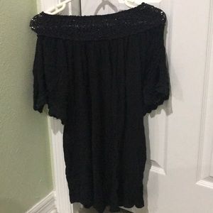 Black off the shoulder pool cover up